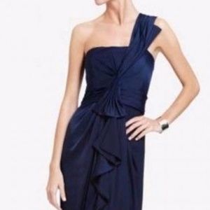 BCBGMaxAzria One-Shoulder Satin Evening Gown